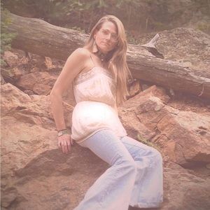 Papaya Embroidered Silky Tank Sz S